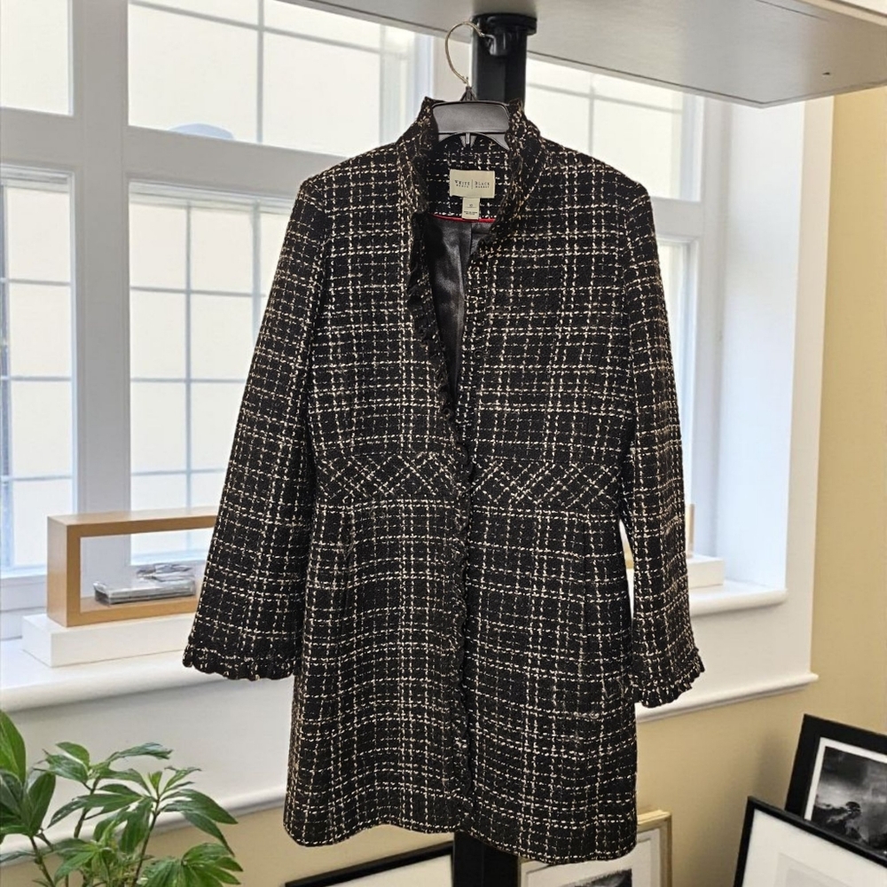 White House Black Market Black and White Tweed Blazer Jacket